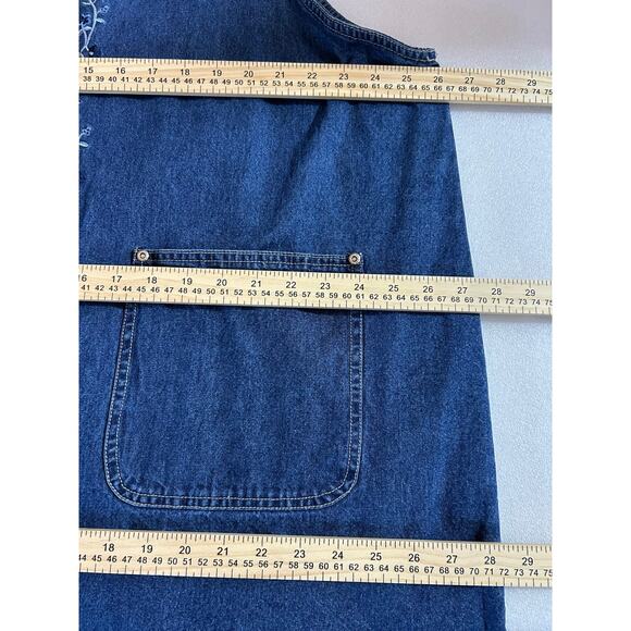 Vintage JL NY Embroidered Button Denim Jumper Dress Womens Plus Size 3X Pockets - Picture 7 of 8